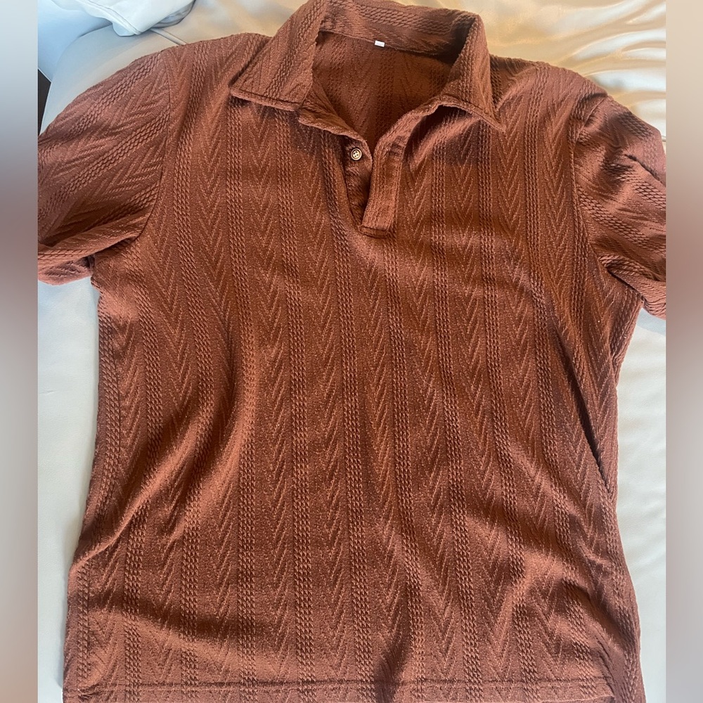 Brown Textured Polo Shirt